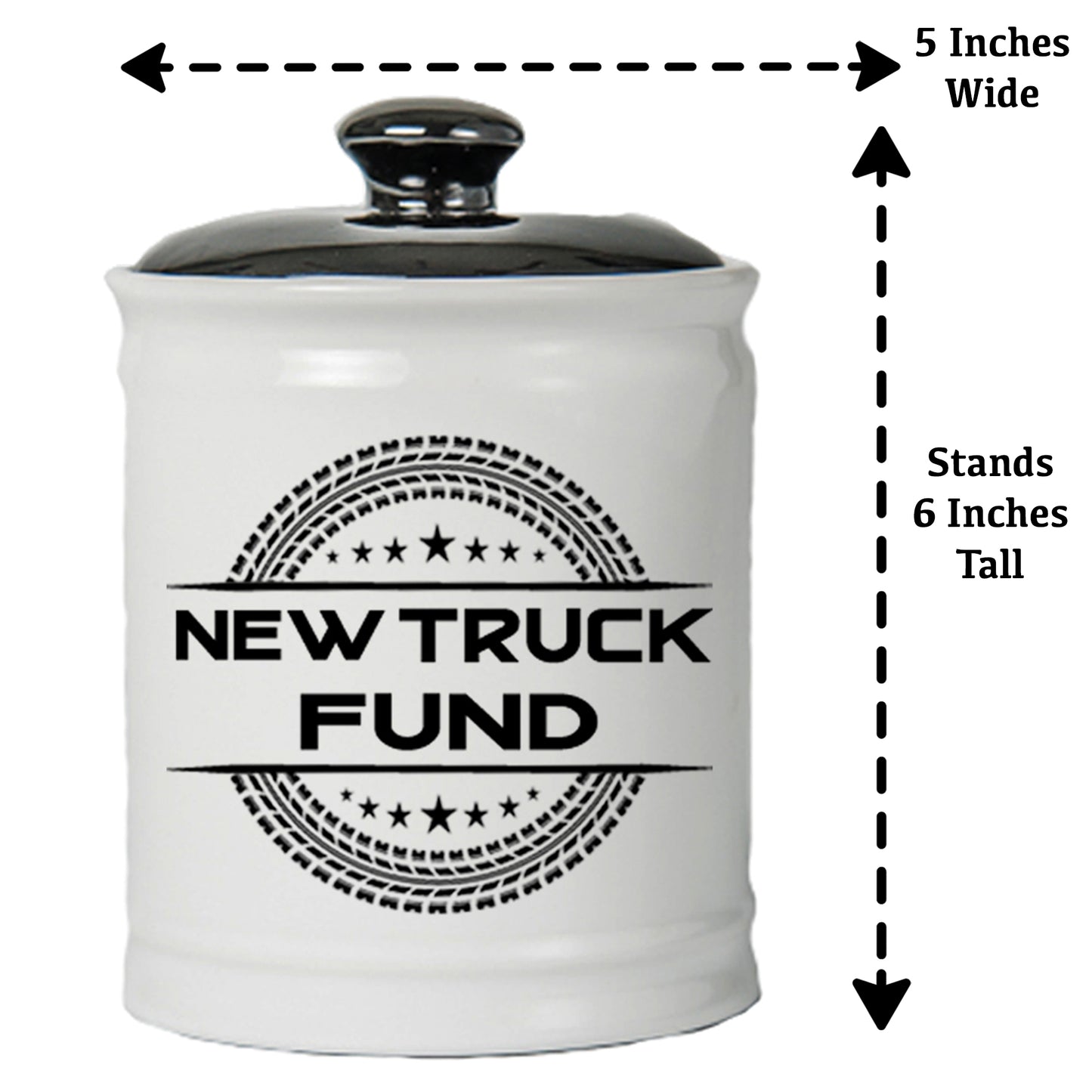 Cottage Creek New Truck Fund Piggy Bank, Ceramic Multicolored, 6" Truck Money Candy Jar