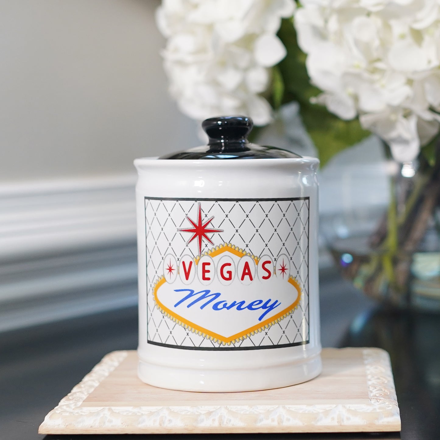 Cottage Creek Vegas Money Piggy Bank, Ceramic, 6", Multicolored Las Vegas Candy Jar