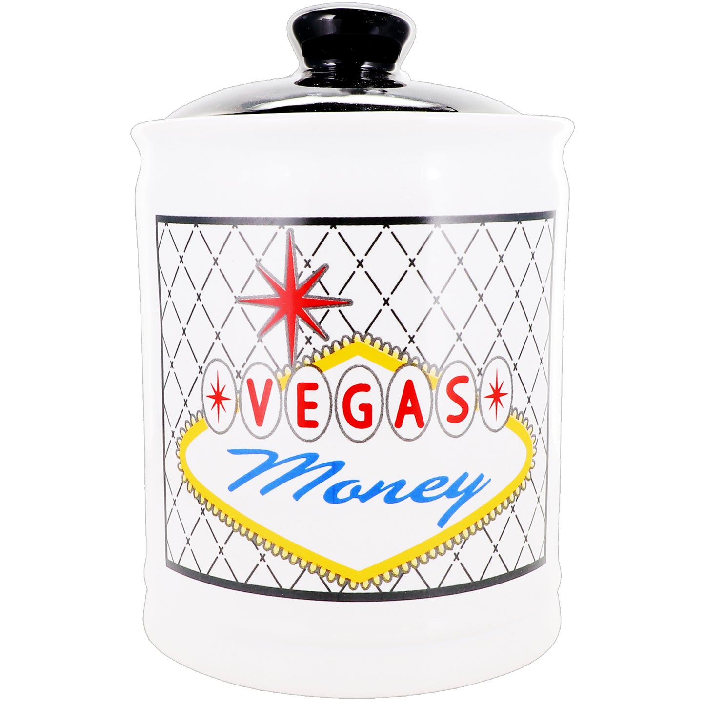 Cottage Creek Vegas Money Piggy Bank, Ceramic, 6", Multicolored Las Vegas Candy Jar