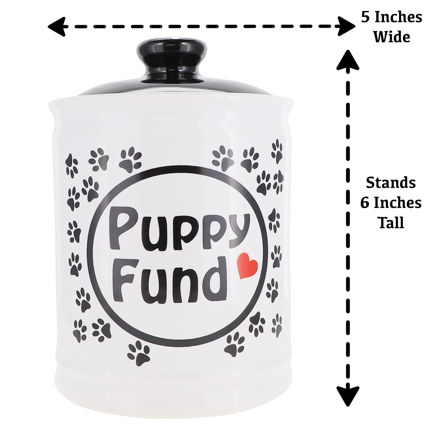 Cottage Creek Puppy Fund Piggy Bank, Ceramic, 6", Multicolored Dog Gift for Women