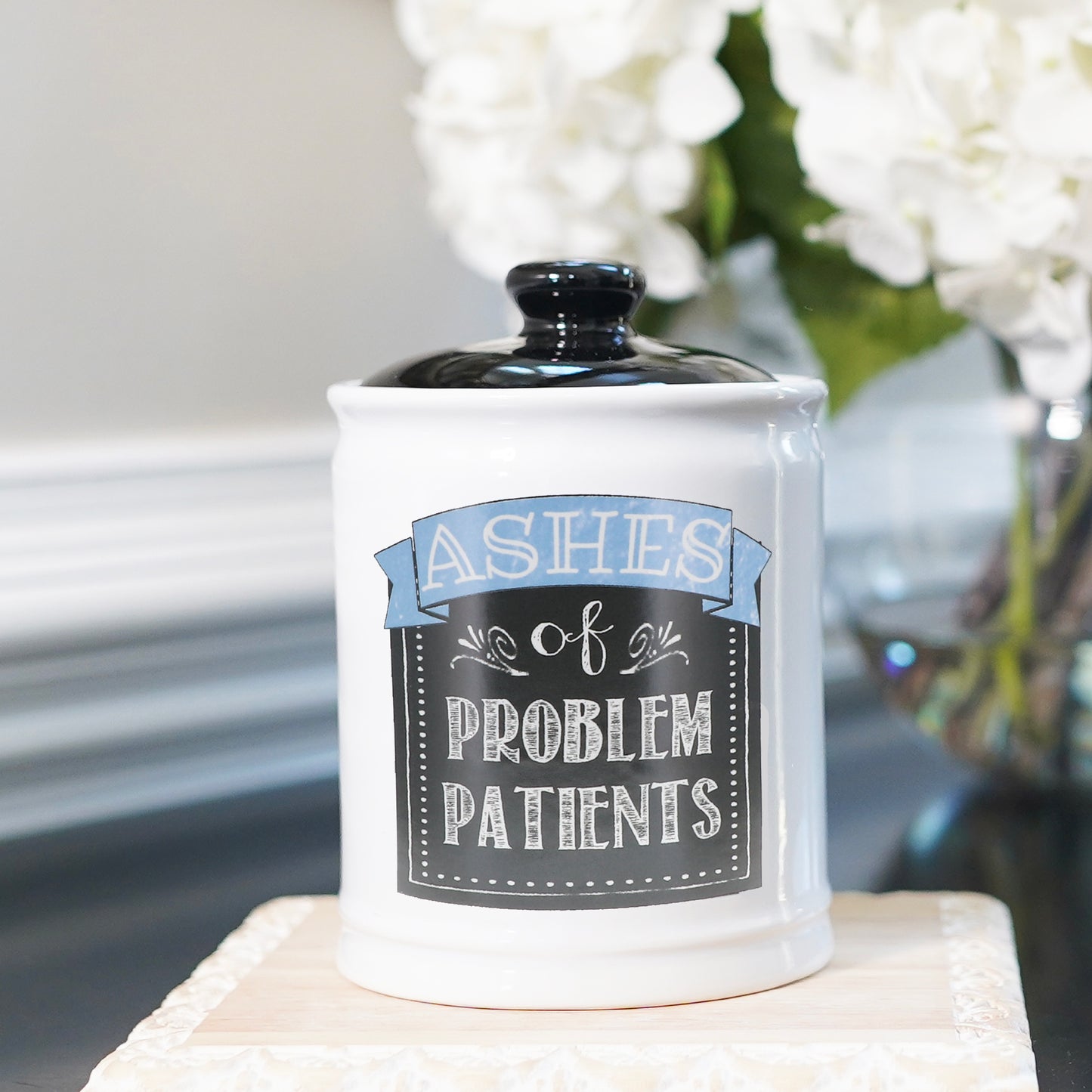 Cottage Creek Ashes of Problem Patients Piggy Bank, Multicolored, 6", Ceramic Office Candy Jar, Nurse Doctor Gifts