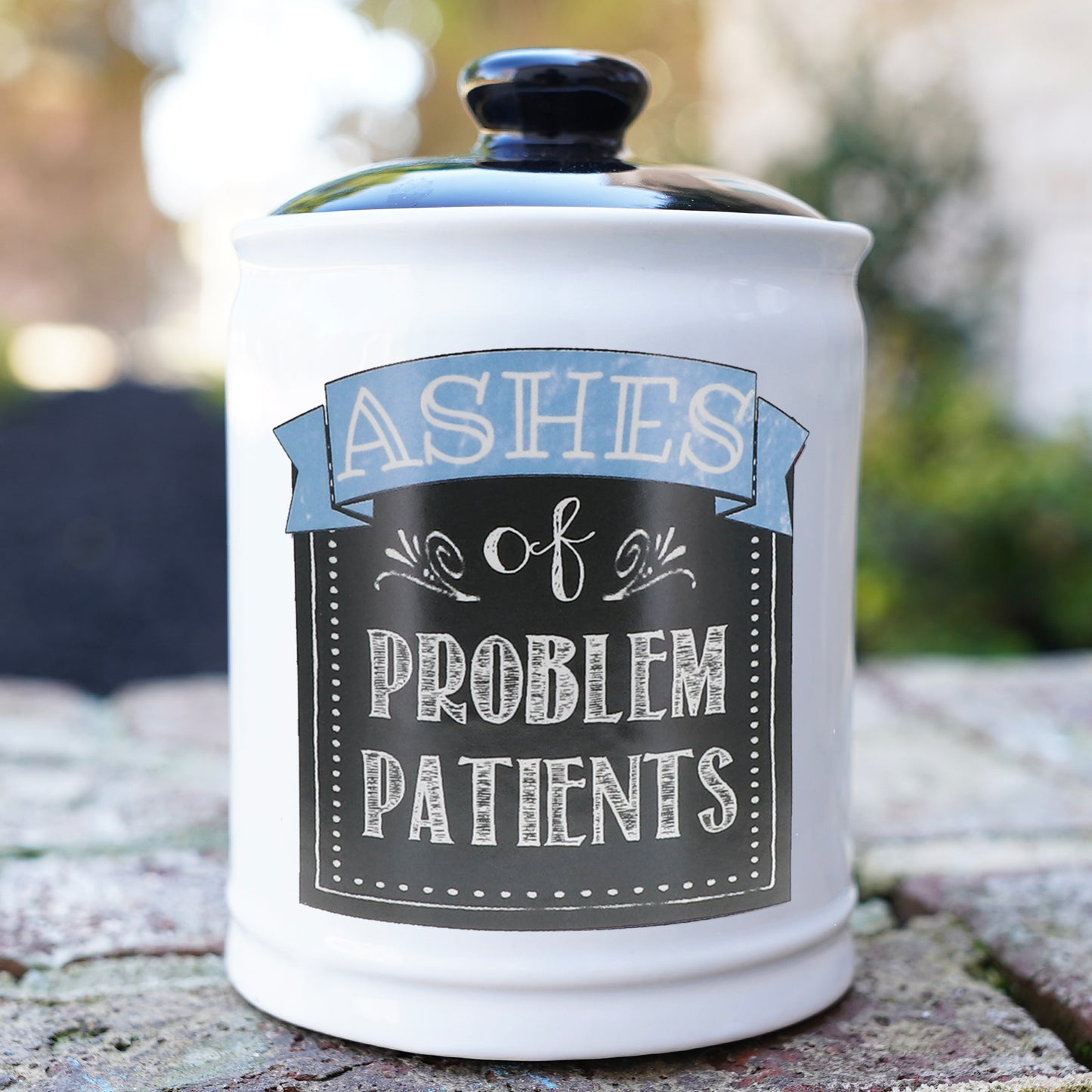 Cottage Creek Ashes of Problem Patients Piggy Bank, Multicolored, 6", Ceramic Office Candy Jar, Nurse Doctor Gifts