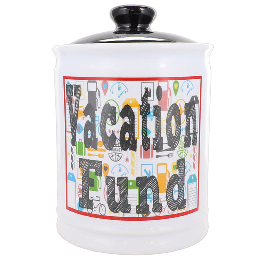 Cottage Creek Vacation Fund Piggy Bank, Ceramic, 6" Multicolored Our Adventure Travel Savings Bank