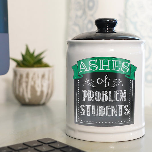 Cottage Creek Ashes of Problem Students Piggy Bank, Teacher Candy Jar, Ceramic, 6", Multicolored