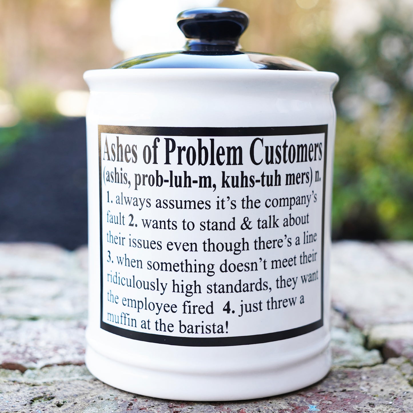 Cottage Creek Ashes of Problem Customers Piggy Bank, Multicolored, Ceramic, 6" Office Candy Jar