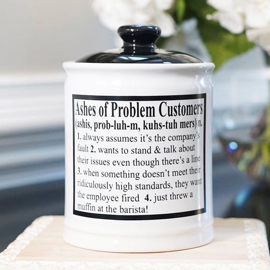 Cottage Creek Ashes of Problem Customers Piggy Bank, Multicolored, Ceramic, 6" Office Candy Jar