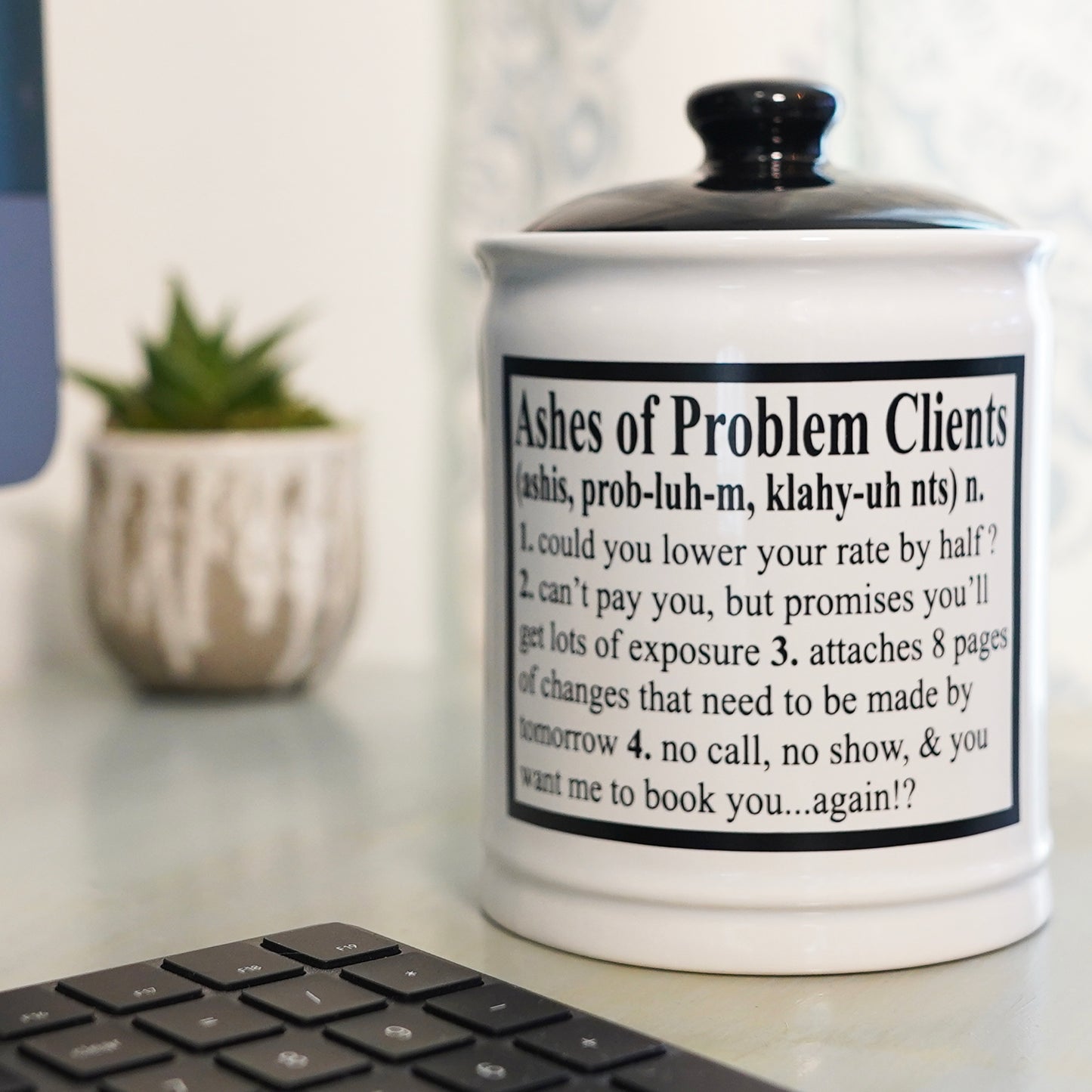 Cottage Creek Ashes of Problem Clients Piggy Bank, 6", Ceramic, Multicolored Fun Candy Jar, Coworker Gifts