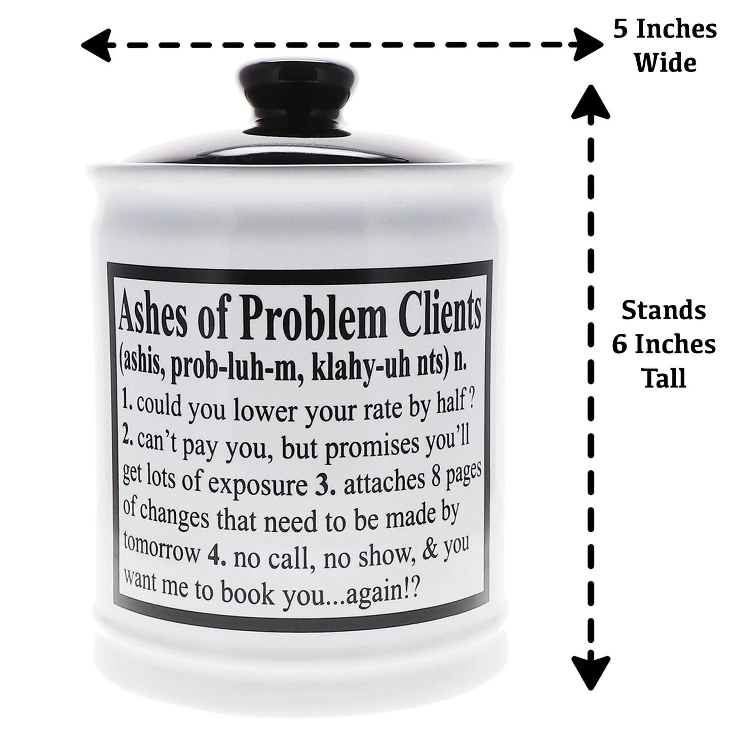 Cottage Creek Ashes of Problem Clients Piggy Bank, 6", Ceramic, Multicolored Fun Candy Jar, Coworker Gifts