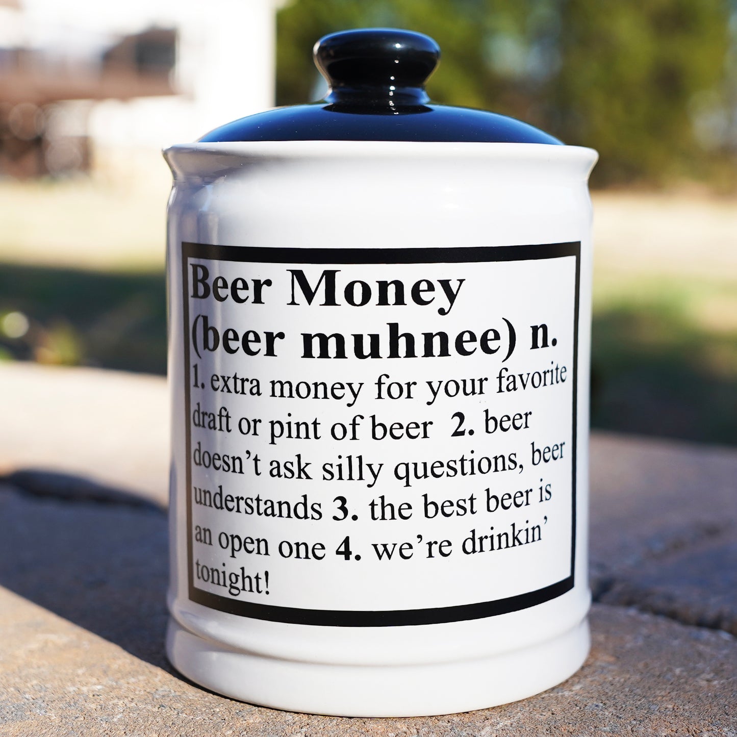 Cottage Creek Beer Money Piggy Bank, Ceramic, 6" Multicolored Beer Bank for Beer Lovers