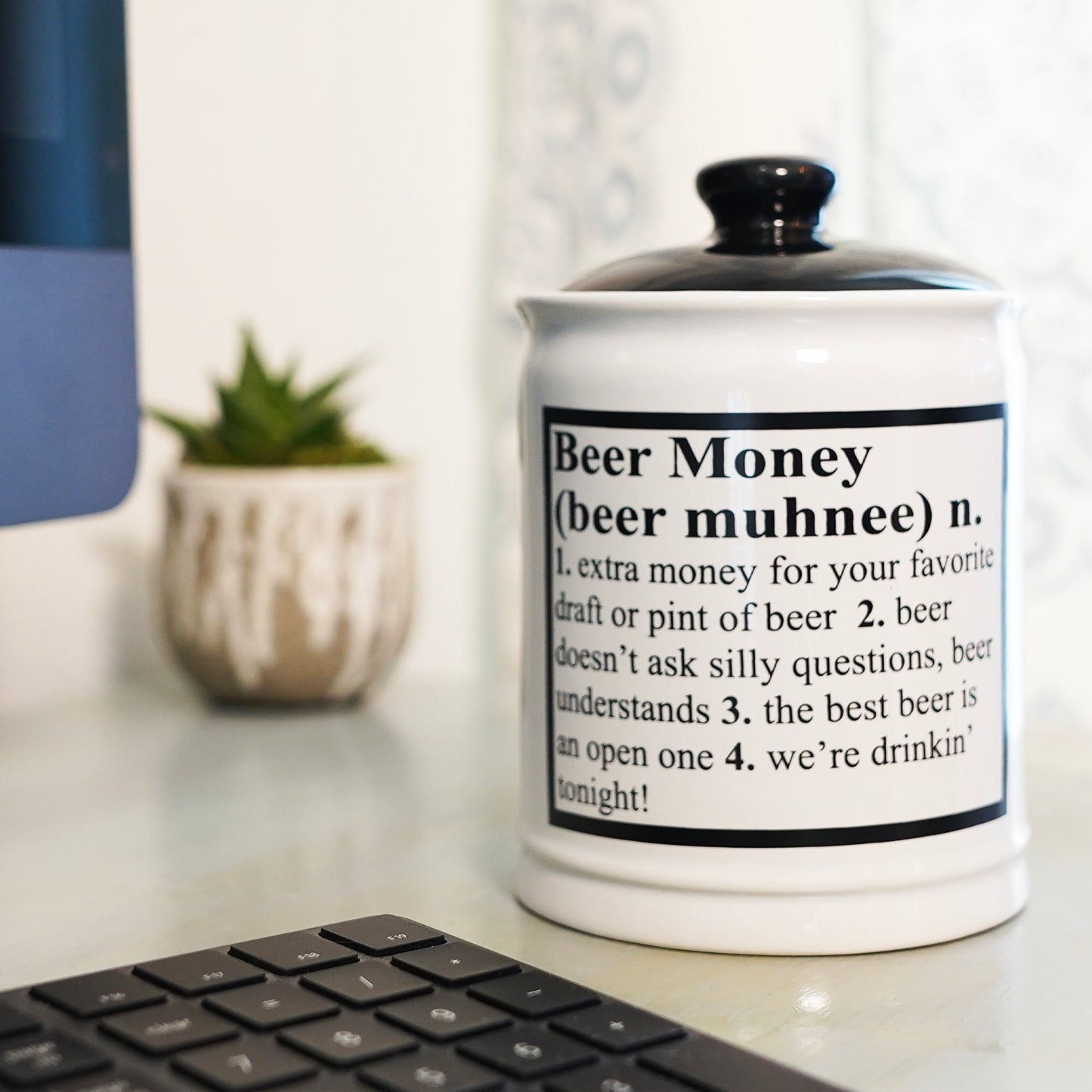 Cottage Creek Beer Money Piggy Bank, Ceramic, 6" Multicolored Beer Bank for Beer Lovers