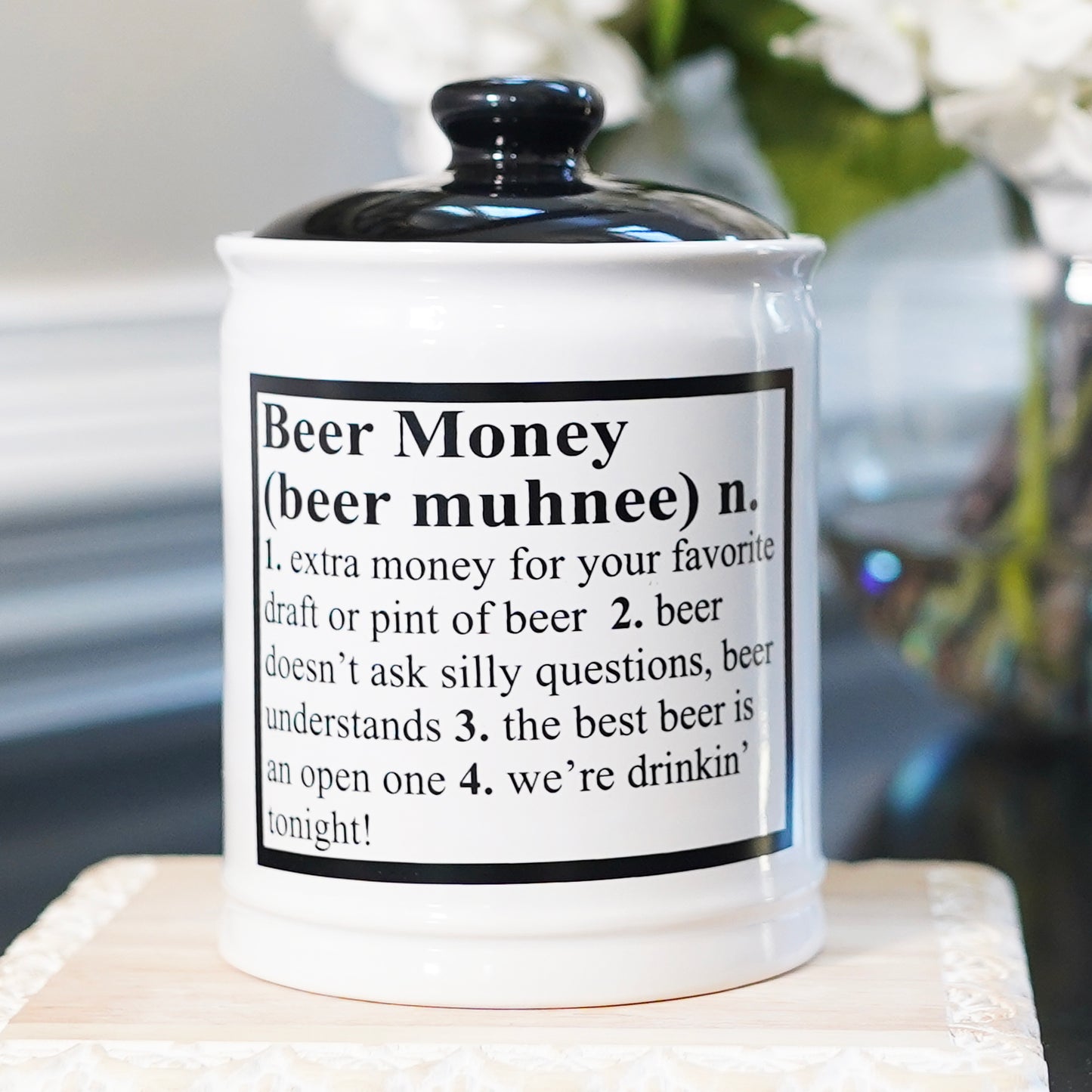 Cottage Creek Beer Money Piggy Bank, Ceramic, 6" Multicolored Beer Bank for Beer Lovers