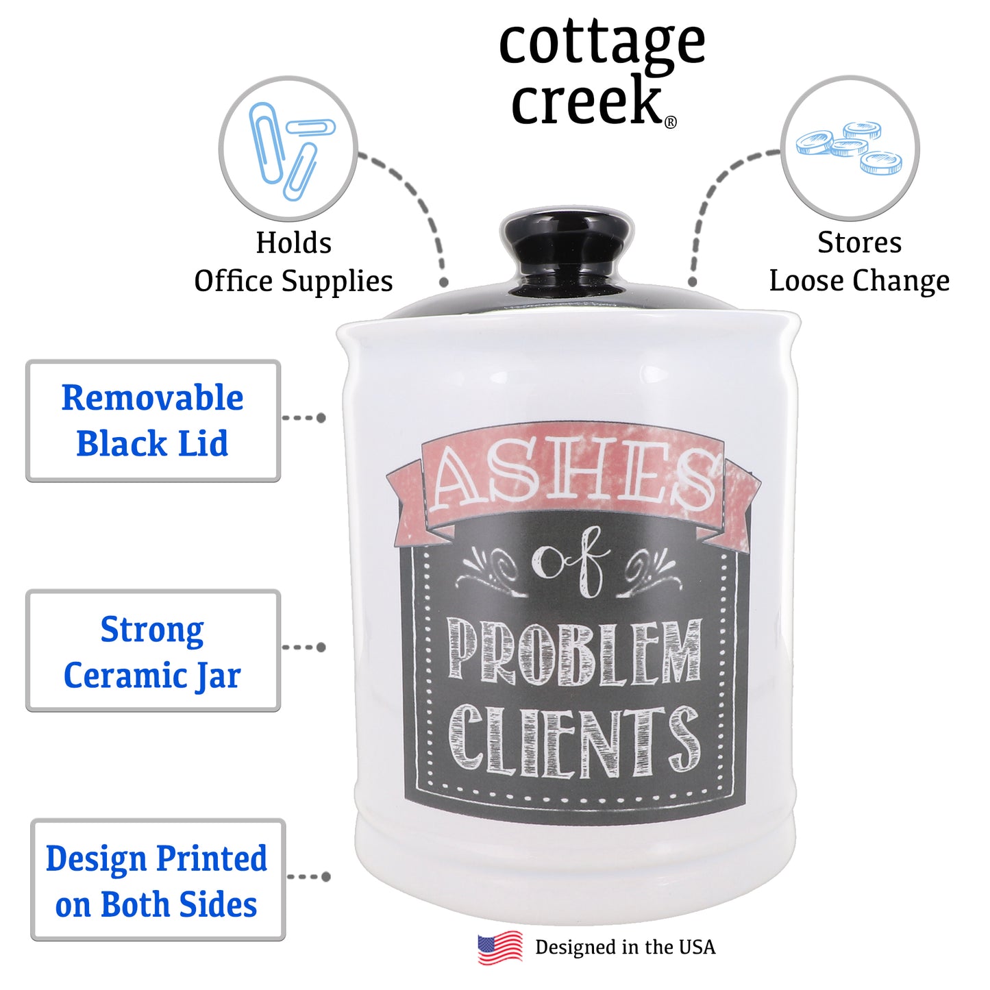 Cottage Creek Ashes of Problem Clients Piggy Bank, Ceramic, 6, Multicolored Fun Candy Jar