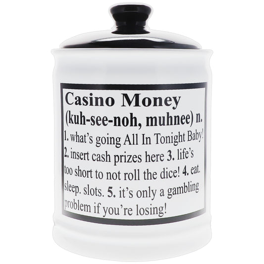 Cottage Creek Casino Money Jar, Multicolored, 6", Ceramic Candy Jar, Casino Party Decorations
