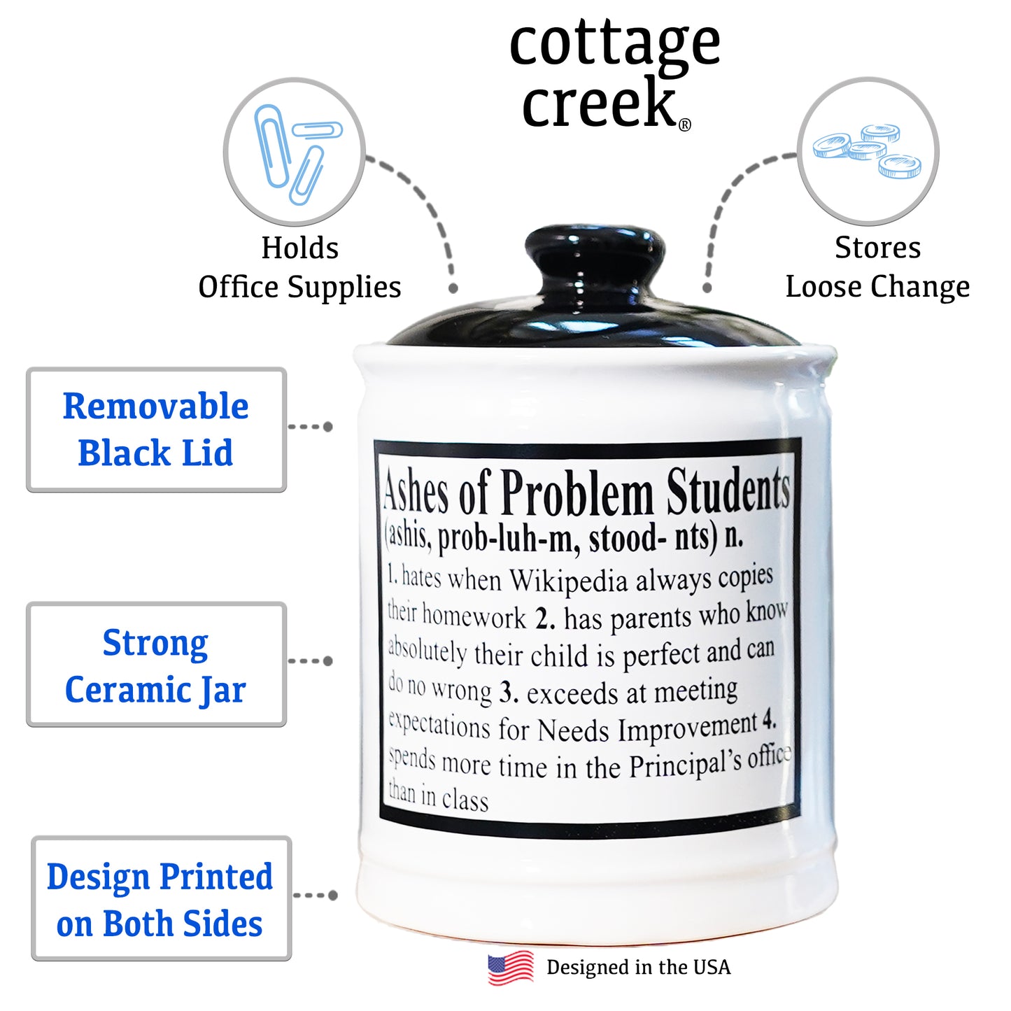 Cottage Creek Ashes of Problem Students Piggy Bank, 6", Ceramic Multicolored Candy Jar