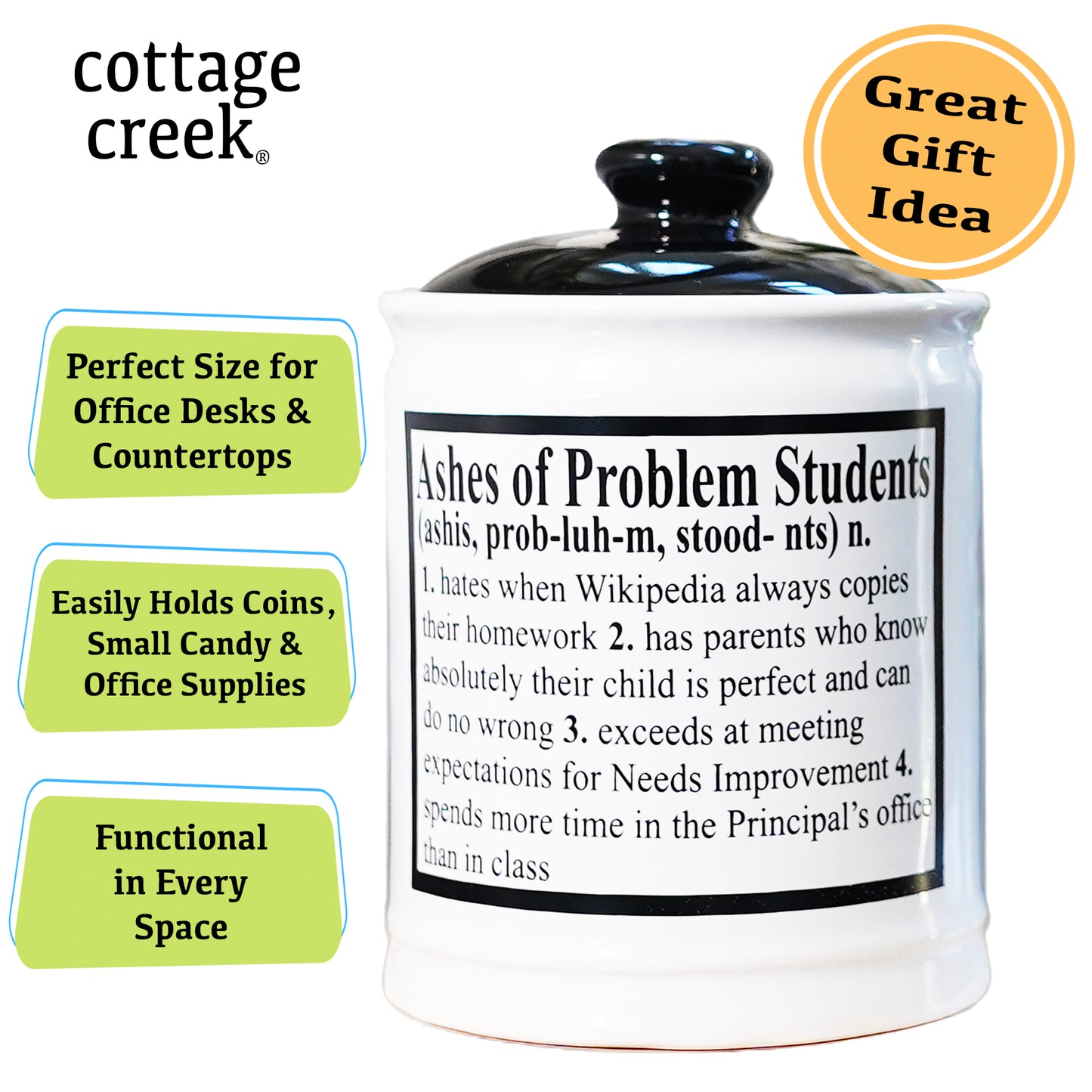 Cottage Creek Ashes of Problem Students Piggy Bank, 6", Ceramic Multicolored Candy Jar