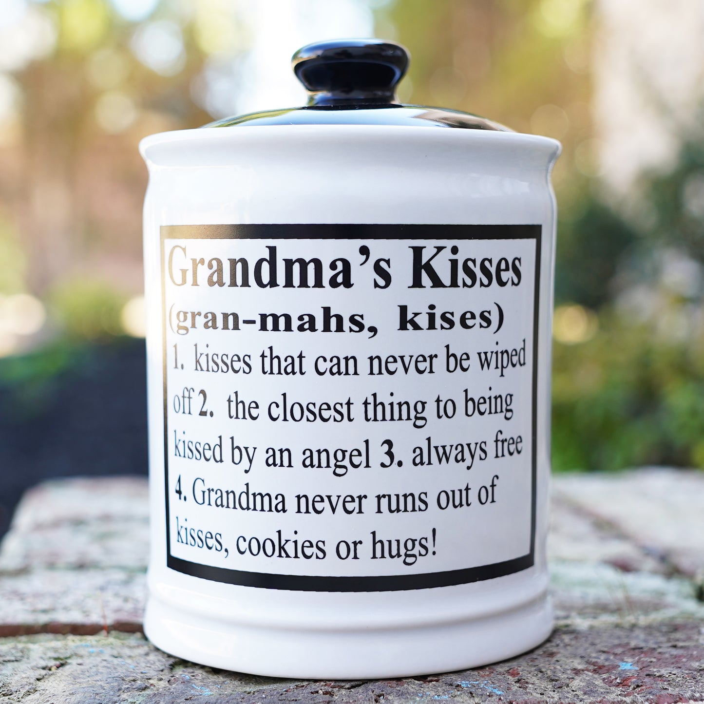 Cottage Creek Grandma's Kisses Candy Jar, Multicolored, Ceramic, 6" Candy Jar, Grandma Gifts