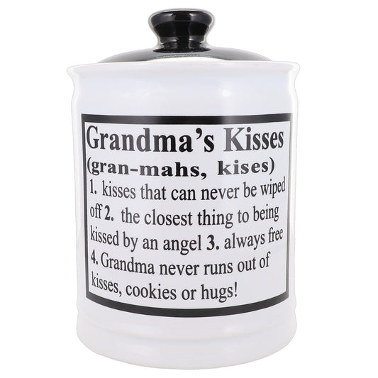 Cottage Creek Grandma's Kisses Candy Jar, Multicolored, Ceramic, 6" Candy Jar, Grandma Gifts