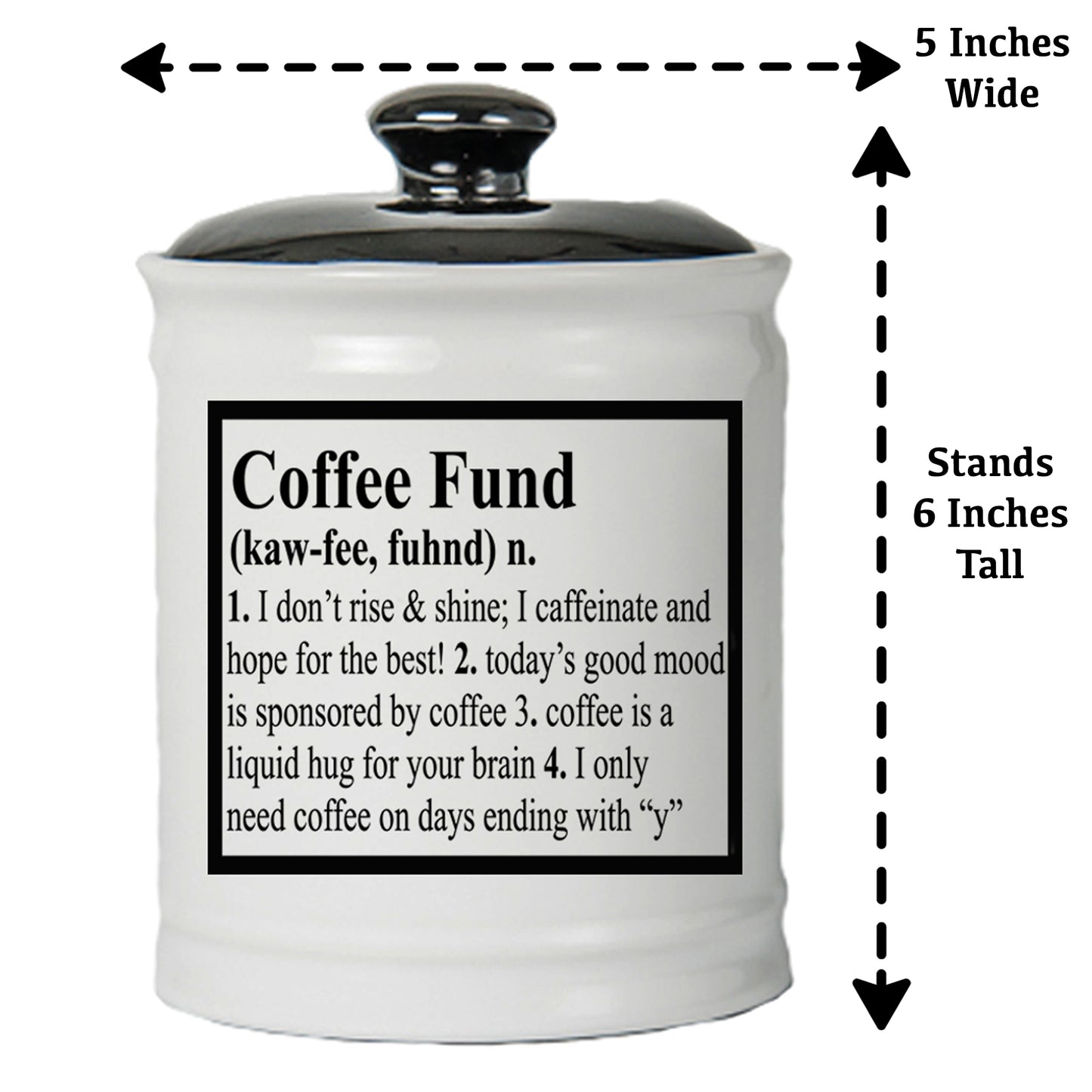 Coffee Fund Piggy Bank, Multicolored, Ceramic, 6" Coffee Jar