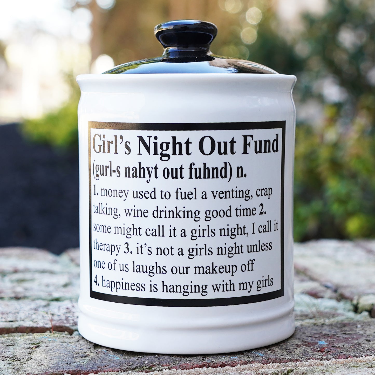 Cottage Creek Girls Night Out Fund Piggy Bank, Ceramic, Multicolored, 6" Candy Jar, Friend Gifts