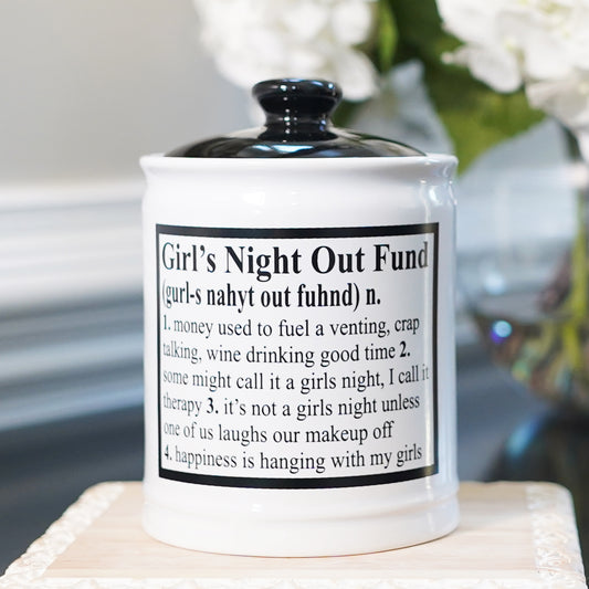 Cottage Creek Girls Night Out Fund Piggy Bank, Ceramic, Multicolored, 6" Candy Jar, Friend Gifts