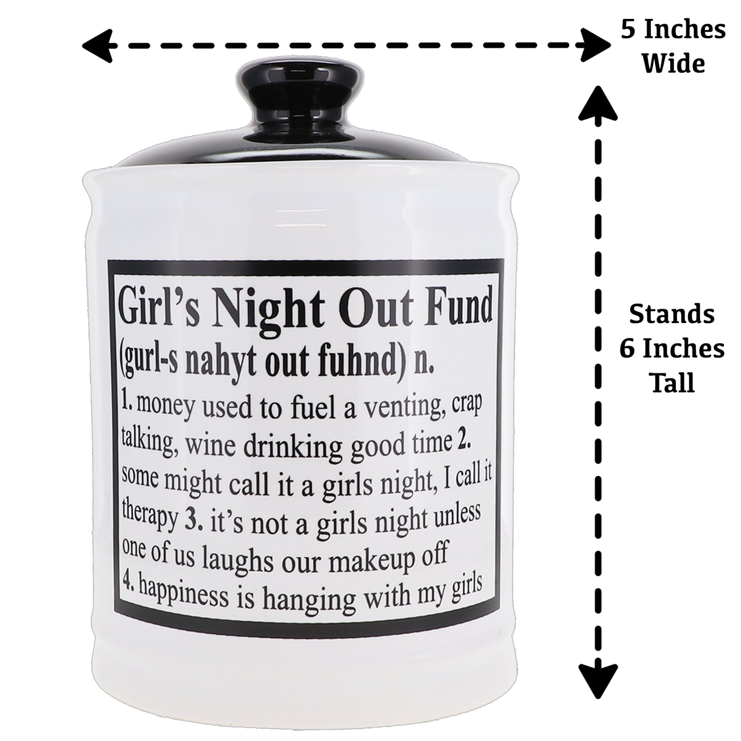 Cottage Creek Girls Night Out Fund Piggy Bank, Ceramic, Multicolored, 6" Candy Jar, Friend Gifts