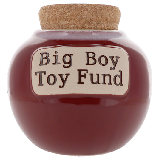 Cottage Creek Big Boy Toy Fund Piggy Bank, Red, Ceramic, 6" Candy Jar, Gifts for Men