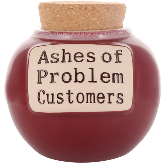 Cottage Creek Ashes of Problem Customers Piggy Bank, Candy Jar, Ceramic, 6", Red