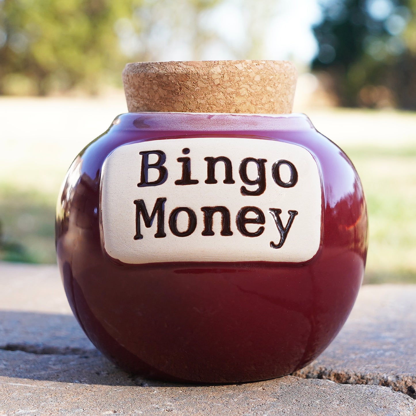 Cottage Creek Bingo Money Piggy Bank, Red, Ceramic, 6" Candy Jar, Bingo Gifts for Bingo Lovers