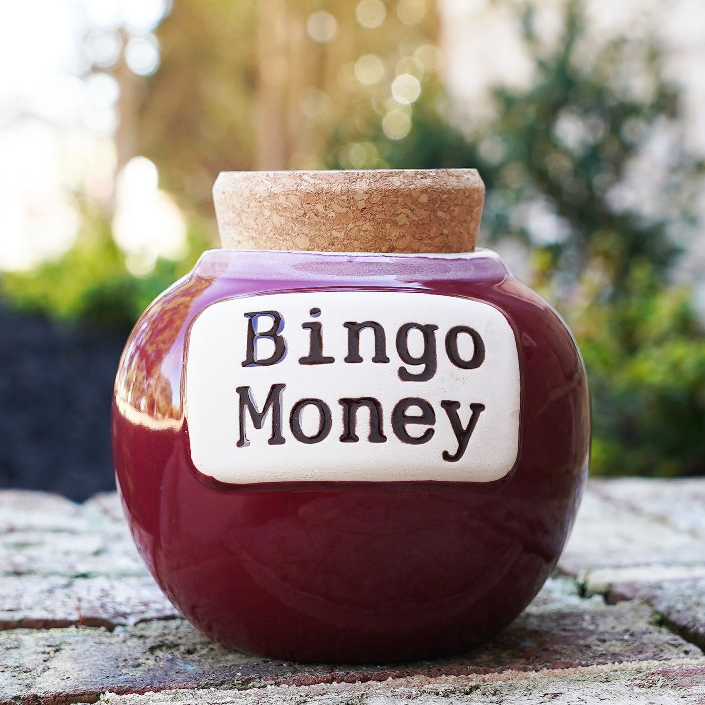 Cottage Creek Bingo Money Piggy Bank, Red, Ceramic, 6" Candy Jar, Bingo Gifts for Bingo Lovers