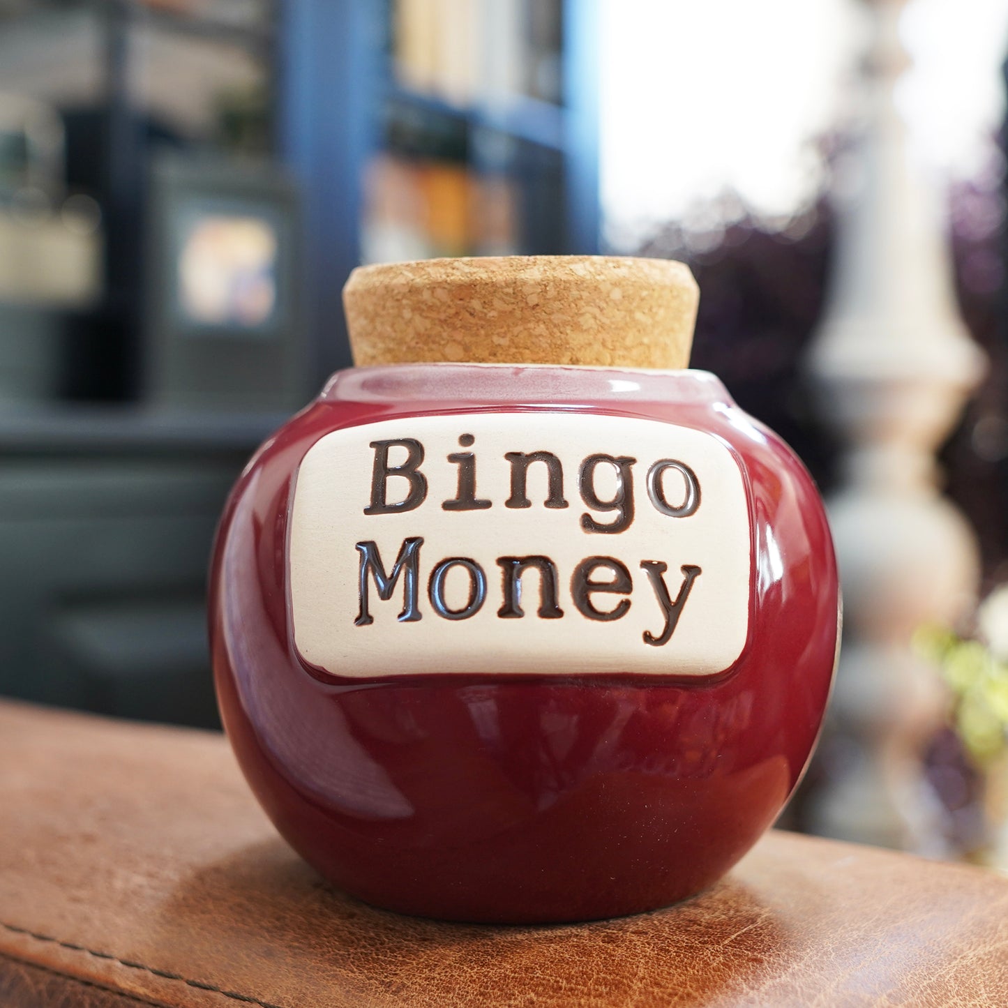Cottage Creek Bingo Money Piggy Bank, Red, Ceramic, 6" Candy Jar, Bingo Gifts for Bingo Lovers