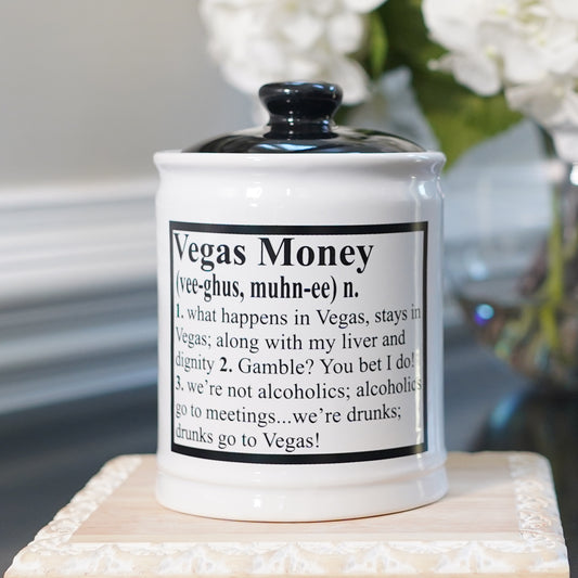 Cottage Creek Vegas Money Piggy Bank, Ceramic, 6" Multicolored Casino Money Jar for Vegas Lovers