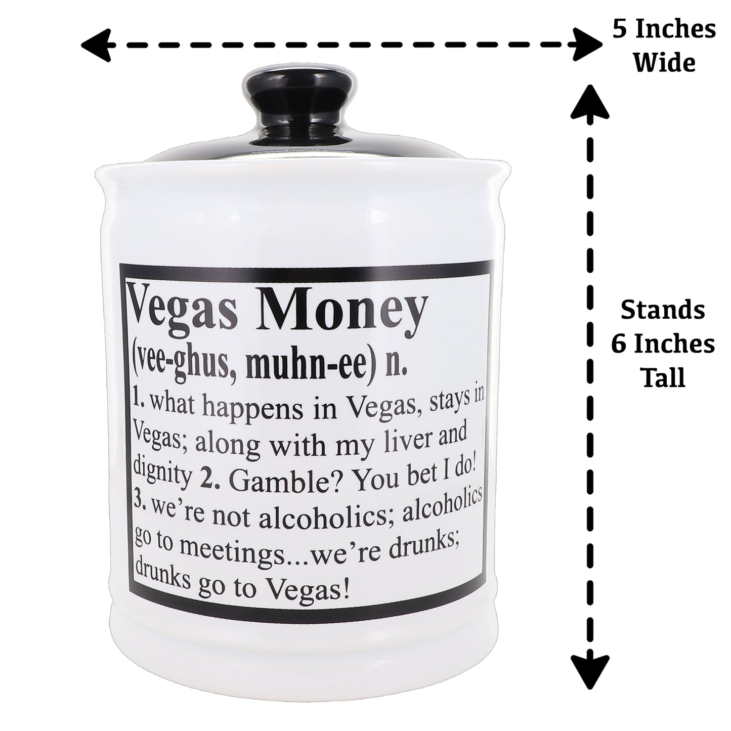 Cottage Creek Vegas Money Piggy Bank, Ceramic, 6" Multicolored Casino Money Jar for Vegas Lovers