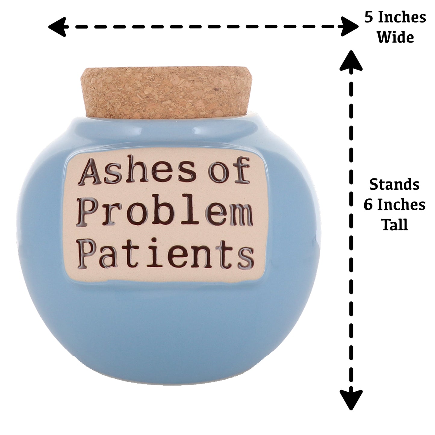 Cottage Creek Ashes of Problem Patients Piggy Bank, Light Blue Ceramic 6" Office Candy Jar, Nurse Doctor Gifts