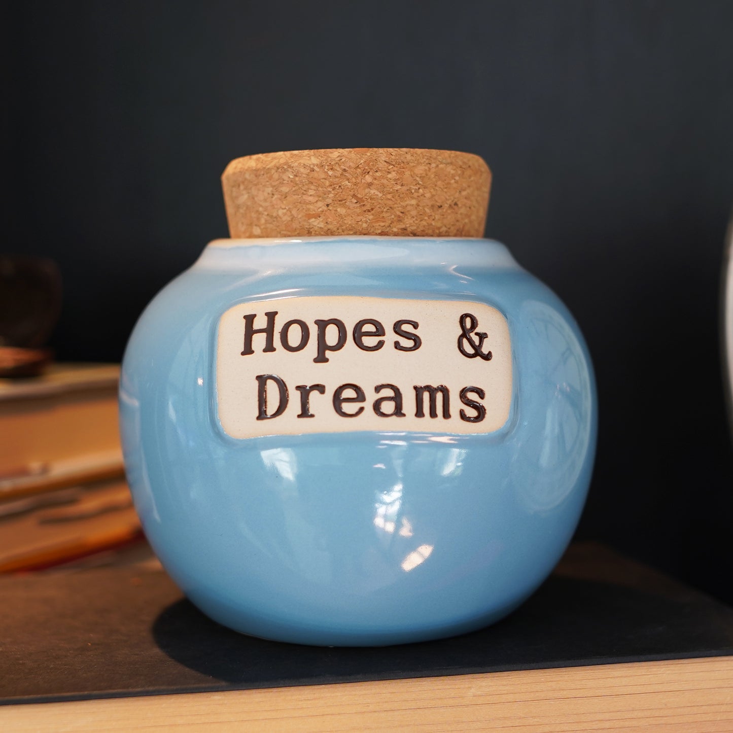 Cottage Creek Hopes And Dreams Jar, Light Blue, Ceramic, 6" Keepsake Jar