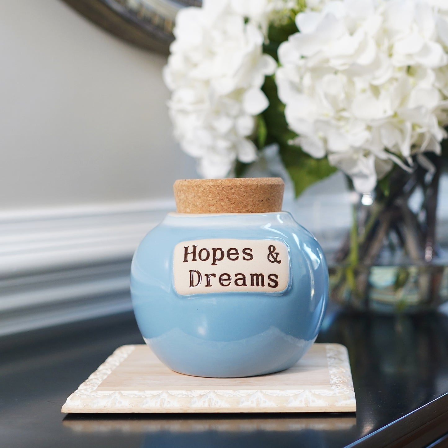 Cottage Creek Hopes And Dreams Jar, Light Blue, Ceramic, 6" Keepsake Jar