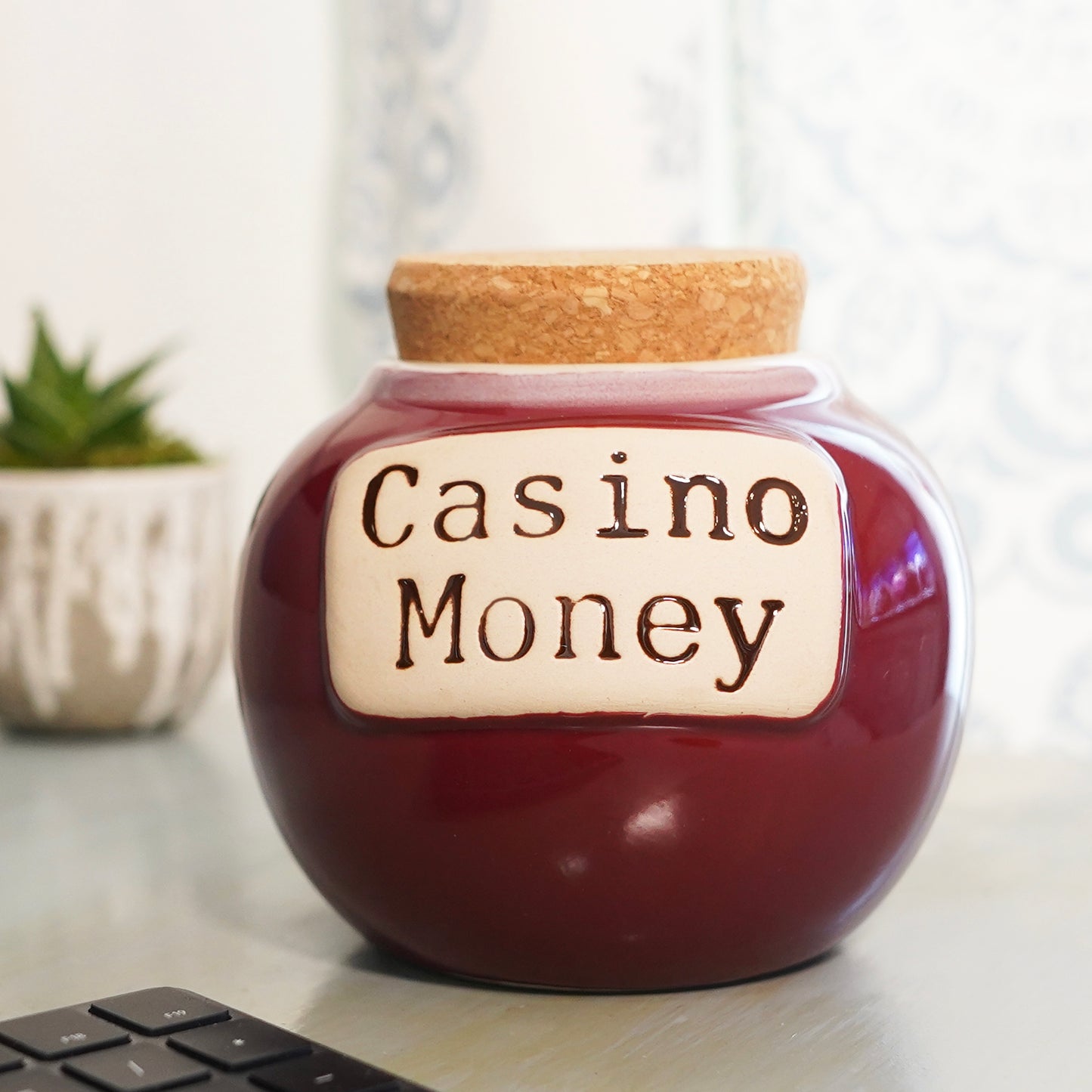 Cottage Creek Casino Money Piggy Bank, Ceramic, 6", Red Casino Gambling Gifts