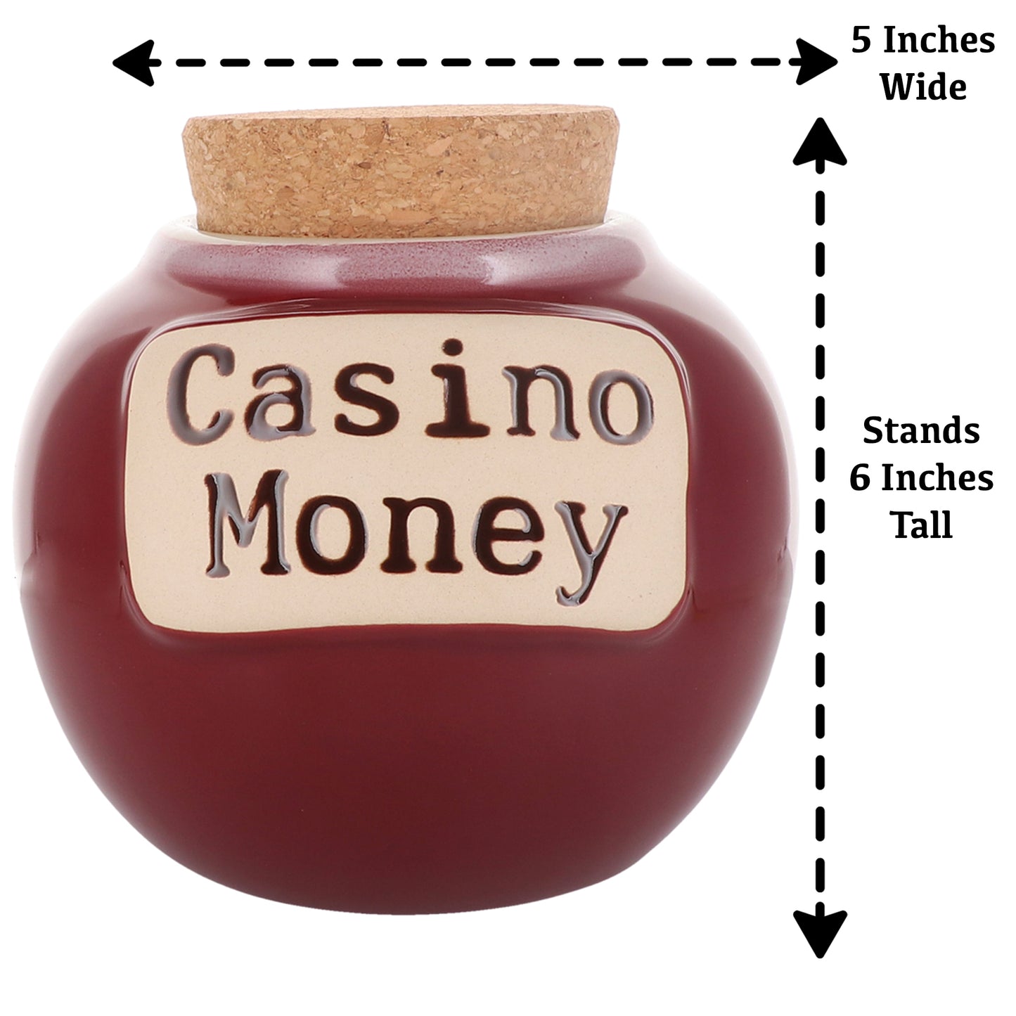 Cottage Creek Casino Money Piggy Bank, Ceramic, 6", Red Casino Gambling Gifts