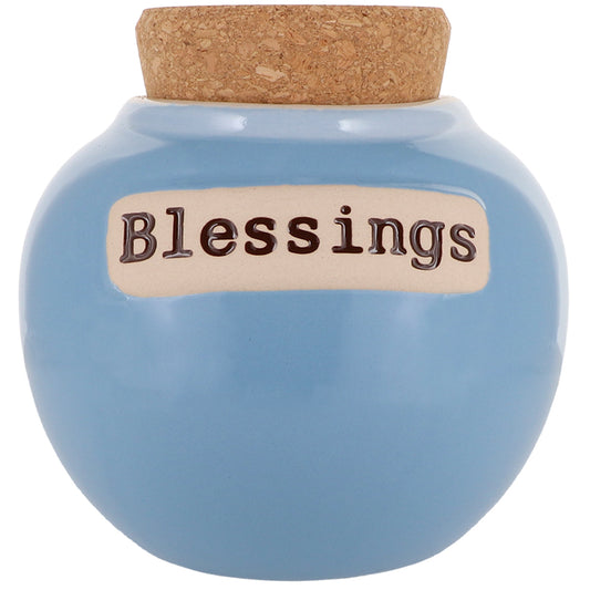 Cottage Creek Blessings Jar, Light Blue, 6", Ceramic Keepsake Jar, Prayer Box, Gratitude Jar