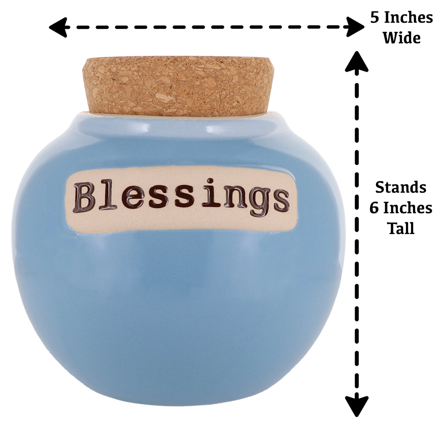 Cottage Creek Blessings Jar, Light Blue, 6", Ceramic Keepsake Jar, Prayer Box, Gratitude Jar