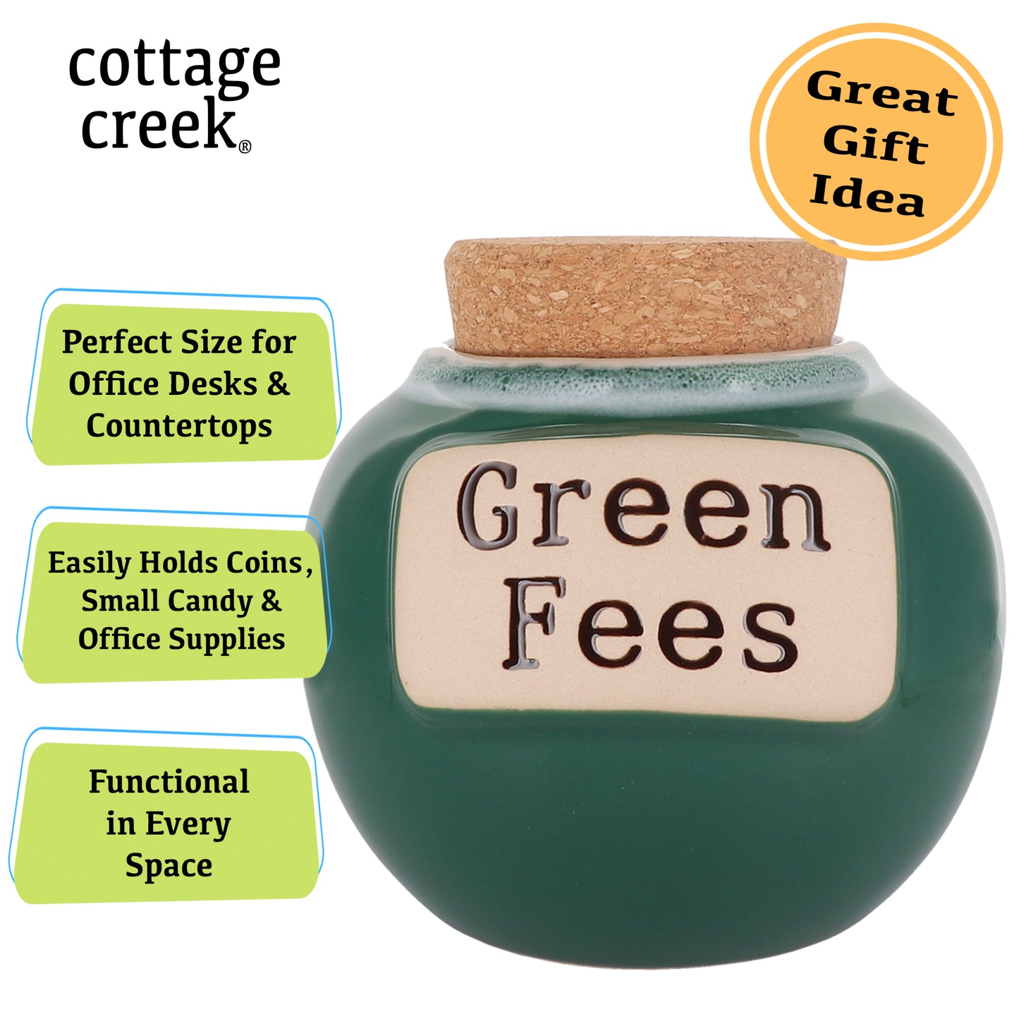 Cottage Creek Green Fees Piggy Bank, Ceramic, 6", Multicolored Golfing Money Bank