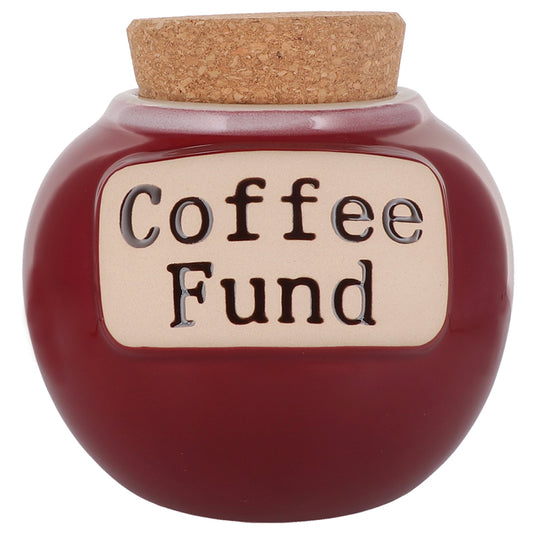 Cottage Creek Coffee Fund Piggy Bank, Red, Ceramic, 6" Coffee Jar, Coffee Gifts