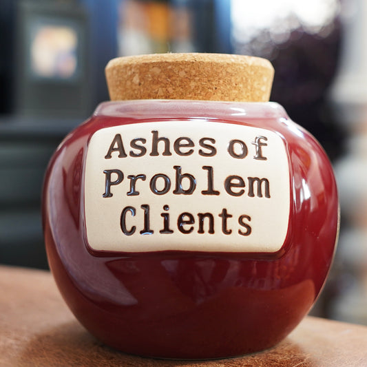 Cottage Creek Ashes of Problem Clients Jar Piggy Bank, Red, Ceramic, 6" Candy Jar