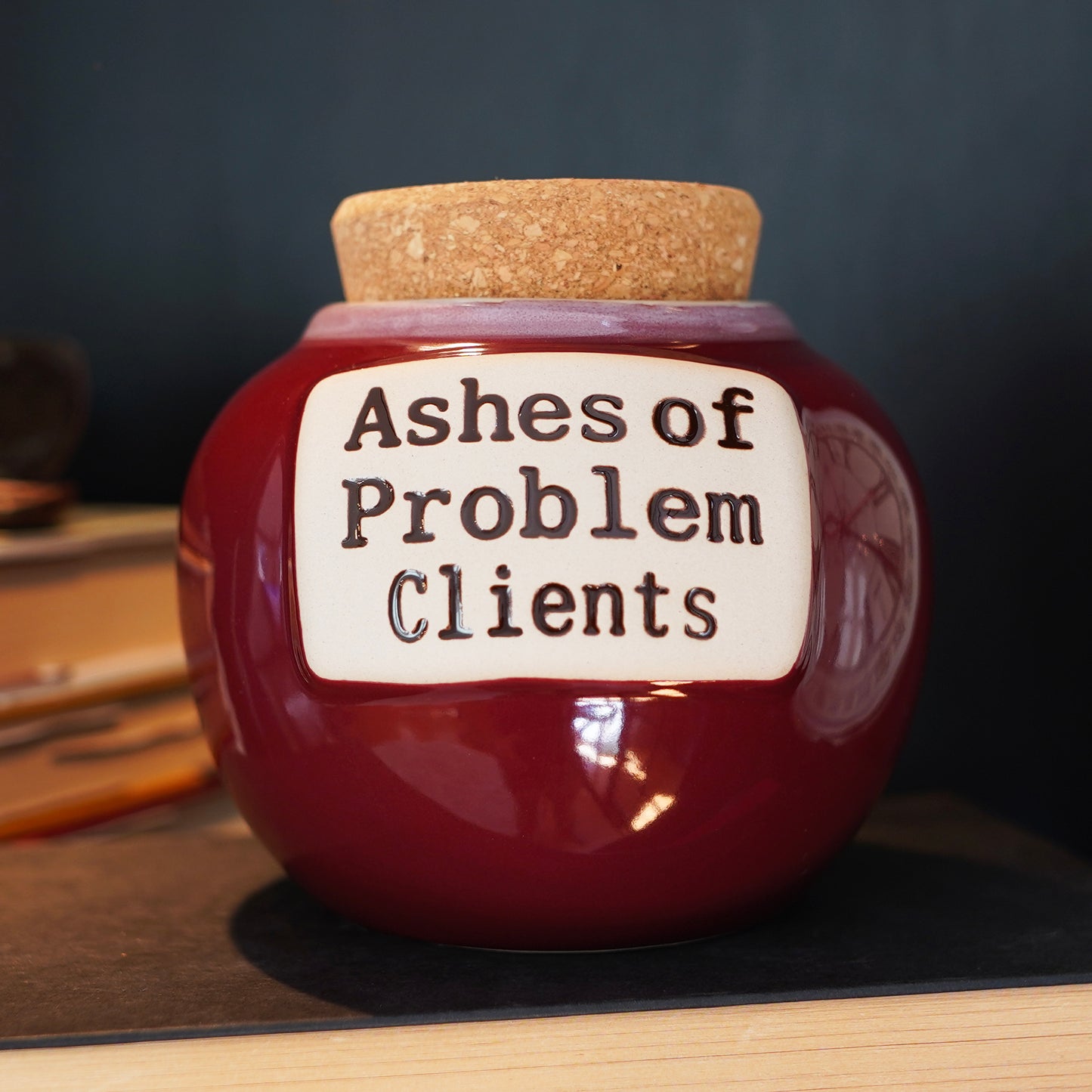 Cottage Creek Ashes of Problem Clients Jar Piggy Bank, Red, Ceramic, 6" Candy Jar