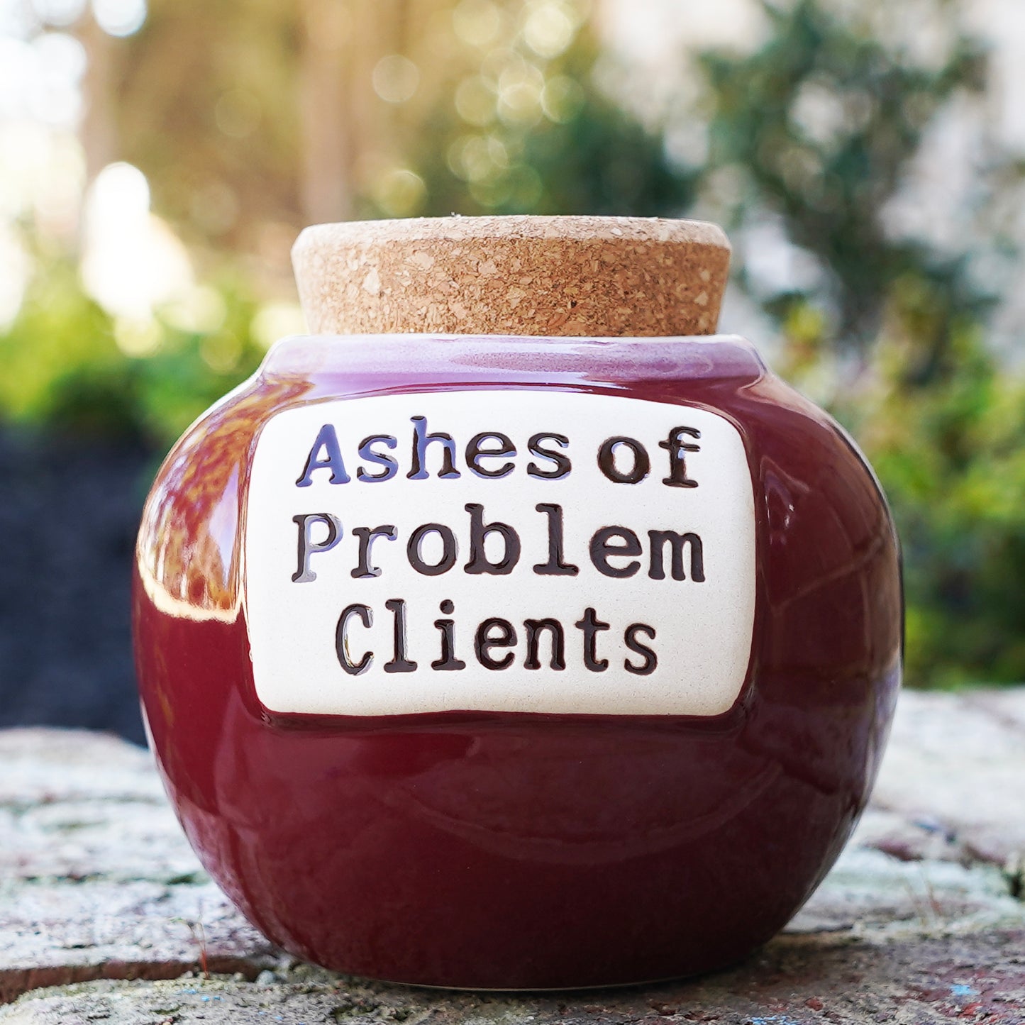 Cottage Creek Ashes of Problem Clients Jar Piggy Bank, Red, Ceramic, 6" Candy Jar