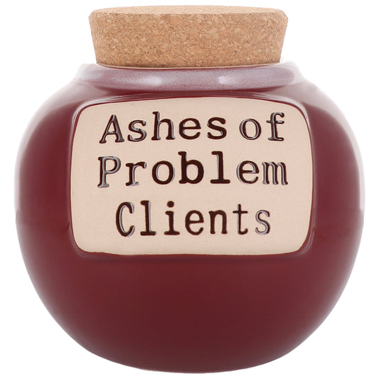 Cottage Creek Ashes of Problem Clients Jar Piggy Bank, Red, Ceramic, 6" Candy Jar