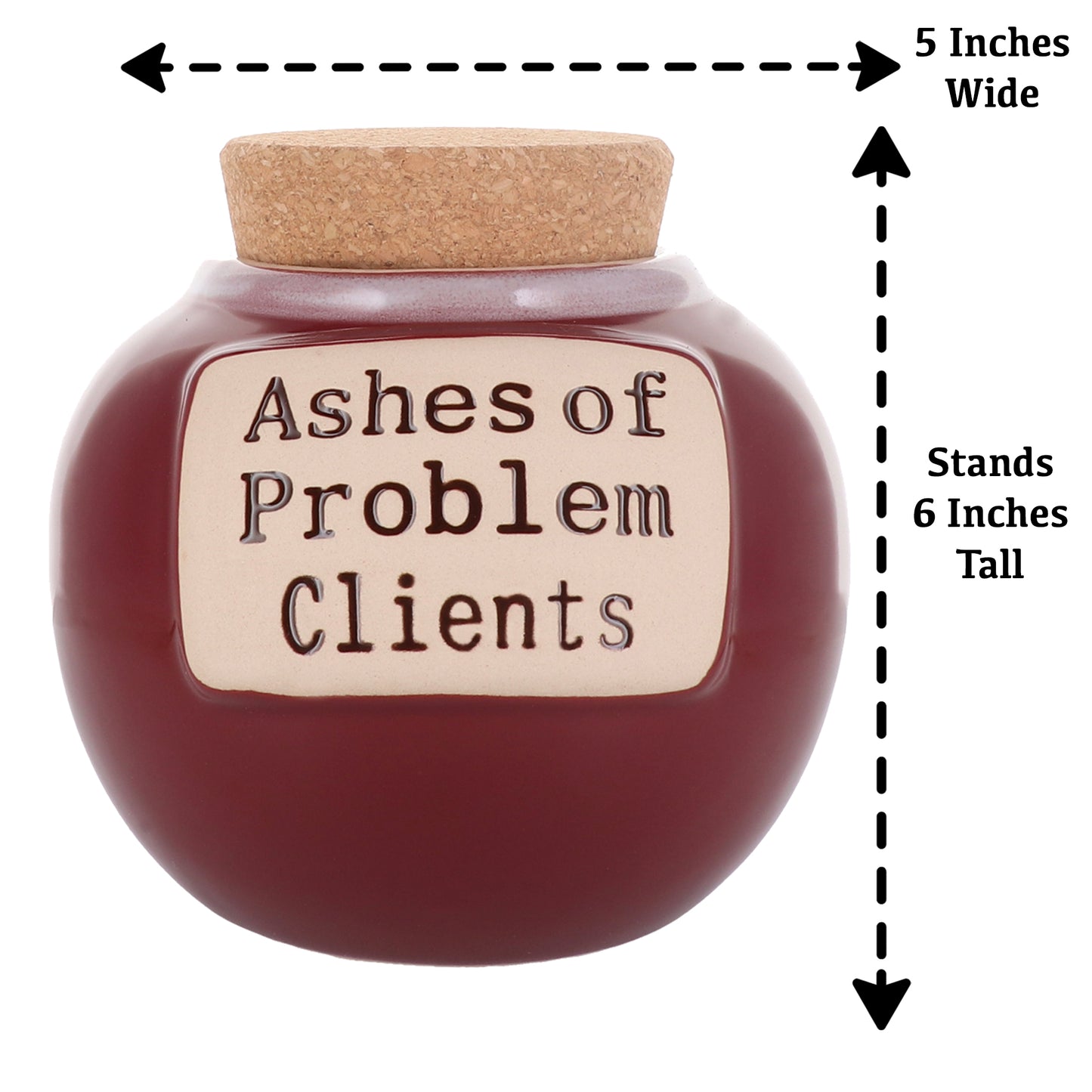 Cottage Creek Ashes of Problem Clients Jar Piggy Bank, Red, Ceramic, 6" Candy Jar