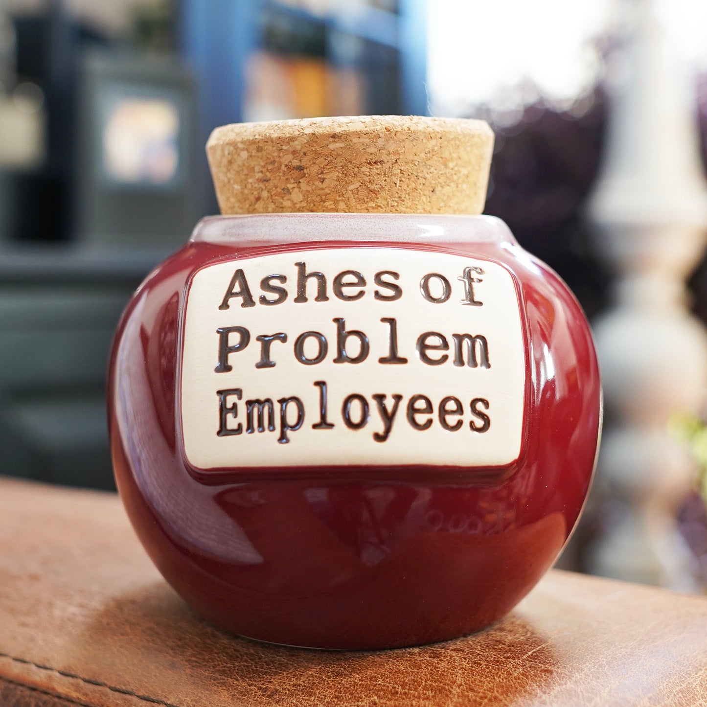 Cottage Creek Ashes of Problem Employees Piggy Bank, Office Candy Jar, 6", Red
