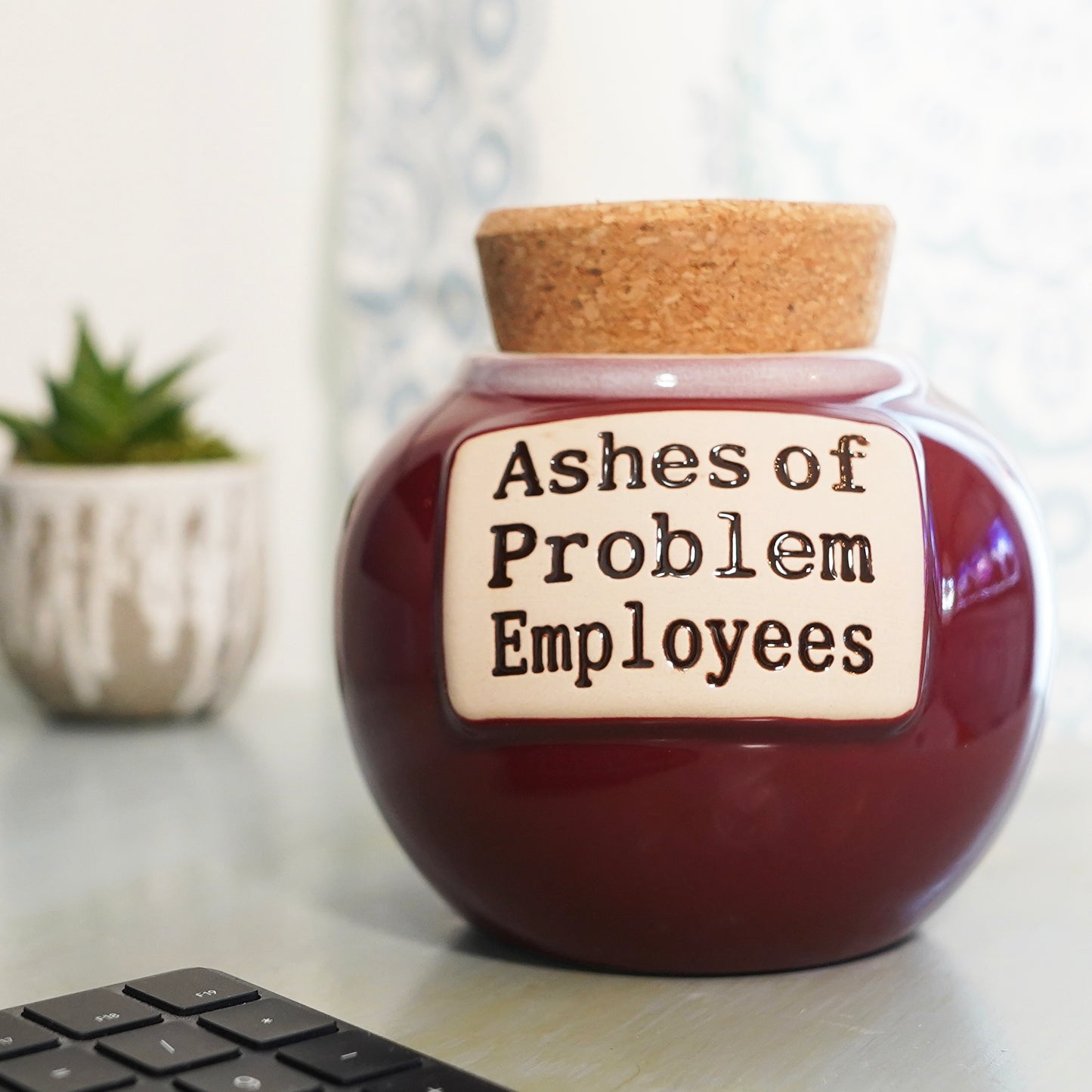 Cottage Creek Ashes of Problem Employees Piggy Bank, Office Candy Jar, 6", Red
