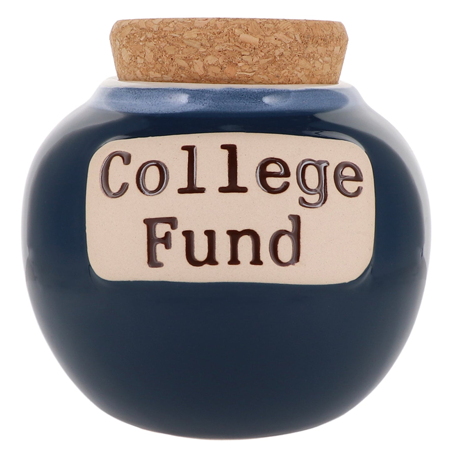 Cottage Creek College Fund Piggy Bank, Dark Blue, Ceramic, 6" College Money Jar, Graduation Gifts