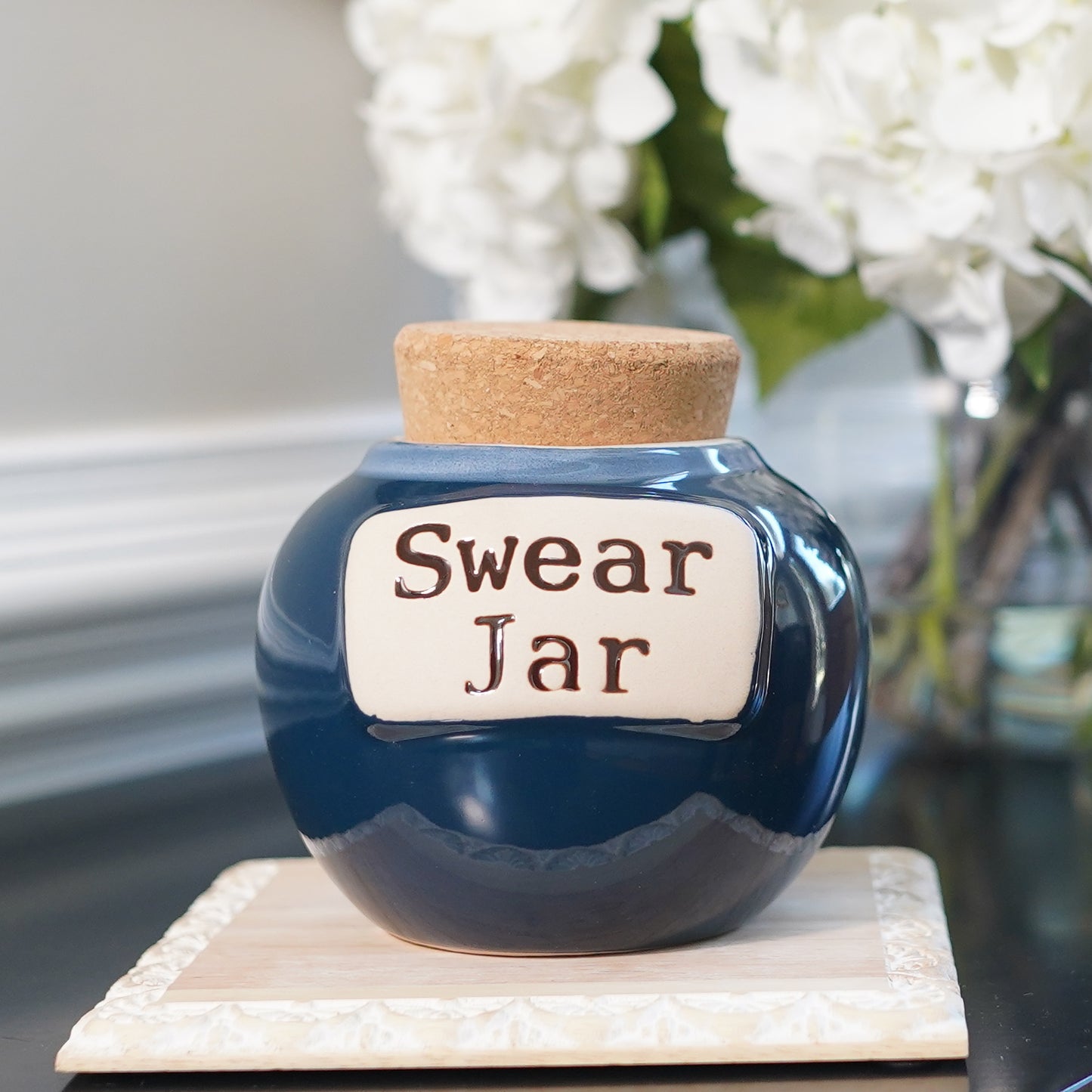 Cottage Creek Swear Jar, Cuss Word Piggy Bank, Ceramic 6", Blue